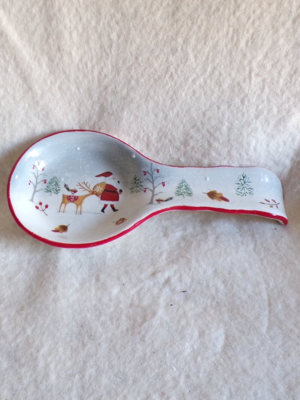 Decorative SPOON REST Wintery Scene Santa Reindeer Nauvoo House Table Top